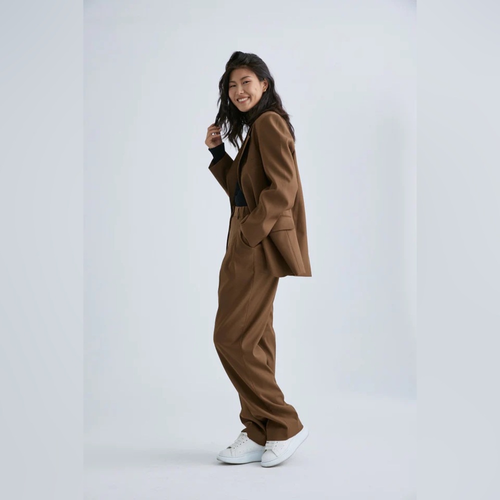 Mute By JL Pleated Polyester Blend Trousers Women’s Size Small In Brown